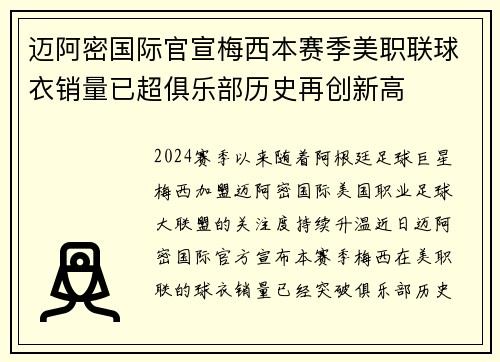 迈阿密国际官宣梅西本赛季美职联球衣销量已超俱乐部历史再创新高